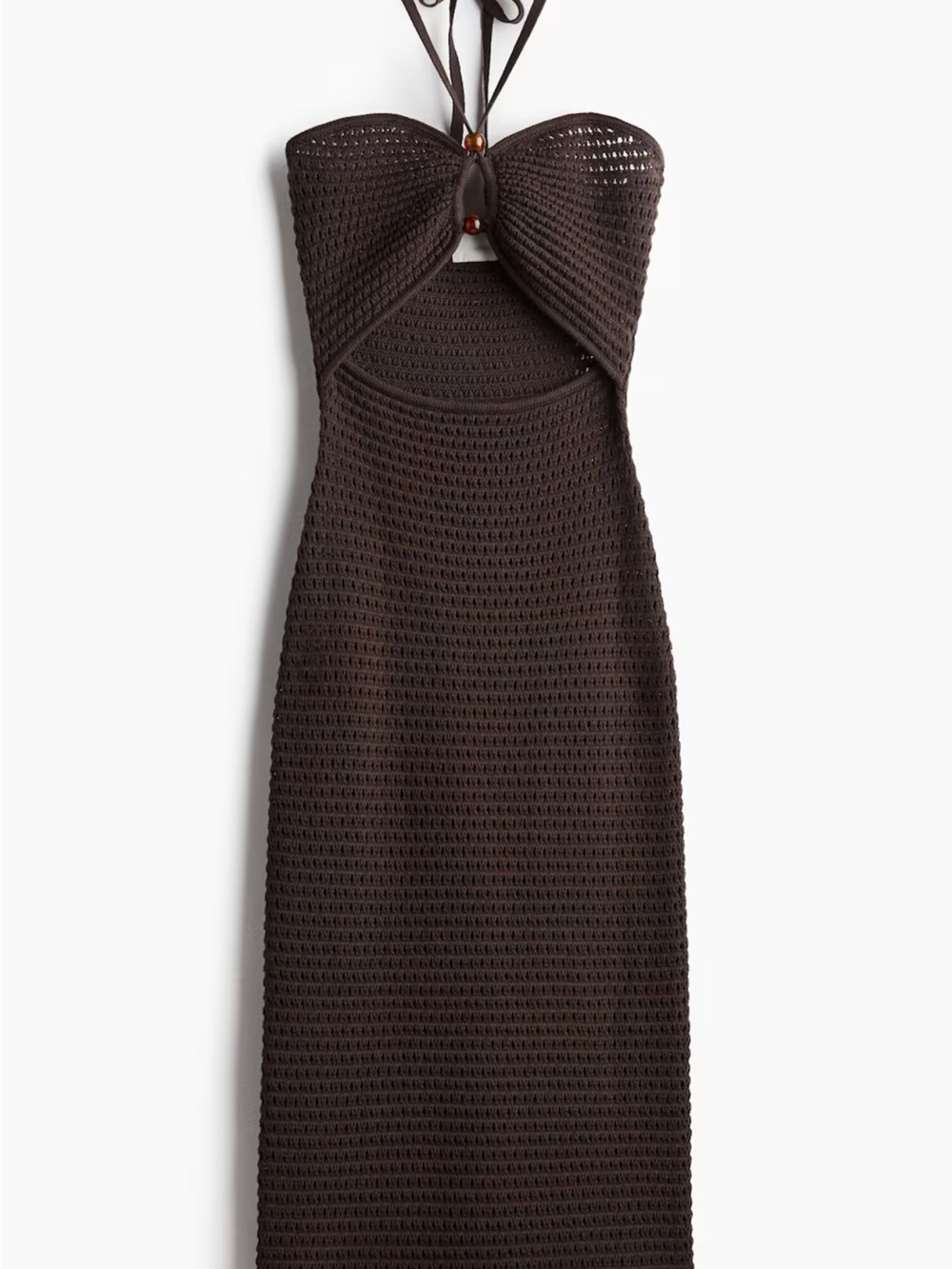 Crochet Knit Maxi Dress in Dark Brown - Picture 1 of 2